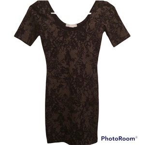 Forever 21 Dress Lace Print Stretch Short Sleeve SP Small Petite Scoop Neck New